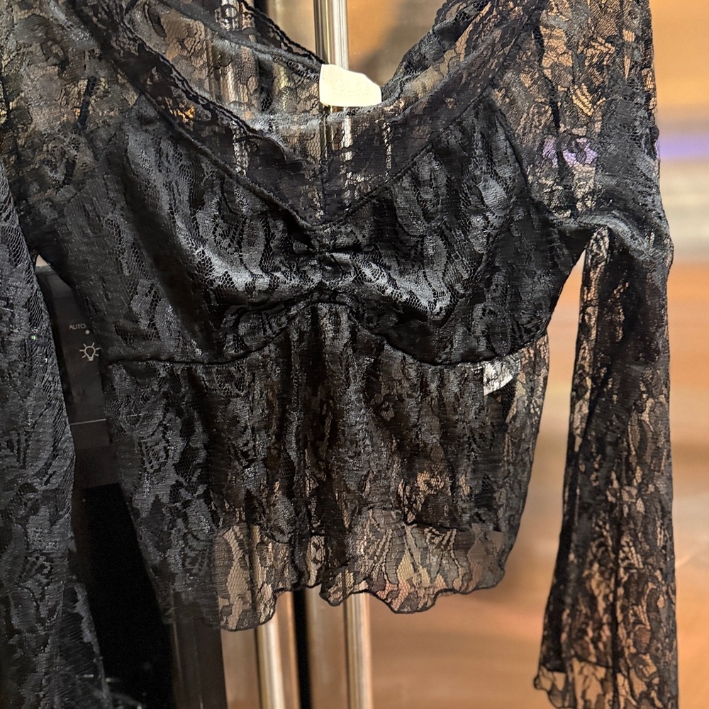 Good Luck Gem Black Lace Blouse